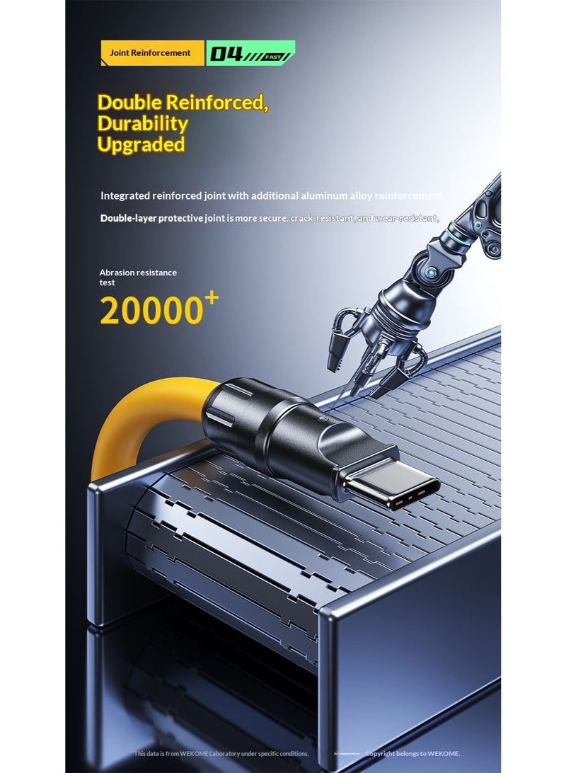 WEKOME Mech Series 65W True Silicone Fast Charging Cable | Portable Design with Connectable Design, Zinc Alloy Connector, Multi-Scenario Fast Charging, Silky Smooth Touch (Orange) - Image 5